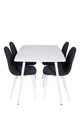 Polar Matbord 120 cm - Vit Vit+Polar Matstol - Vita Ben - Svart