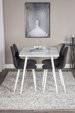 Polar Matbord 120 cm - Vit Vit+Polar Matstol - Vita Ben - Svart