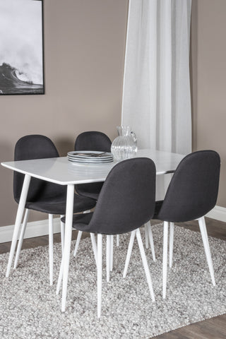 Polar Matbord 120 cm - Vit Vit+Polar Matstol - Vita Ben - Svart