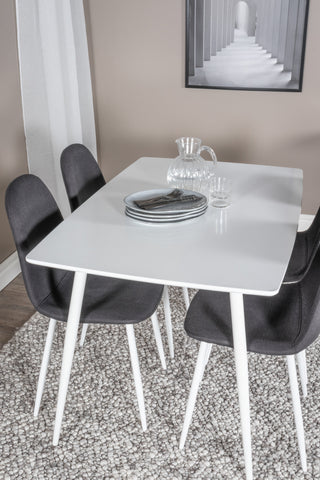 Polar Matbord 120 cm - Vit Vit+Polar Matstol - Vita Ben - Svart