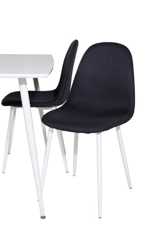 Polar Matbord 120 cm - Vit Vit+Polar Matstol - Vita Ben - Svart