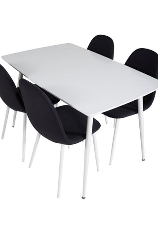 Polar Matbord 120 cm - Vit Vit+Polar Matstol - Vita Ben - Svart