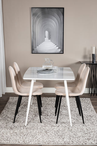 Polar Matbord 120 cm - Vit Vit+Polar Matstol- Svarta ben / Beige