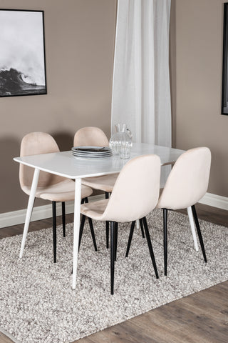 Polar Matbord 120 cm - Vit Vit+Polar Matstol- Svarta ben / Beige