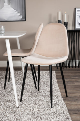 Polar Matbord 120 cm - Vit Vit+Polar Matstol- Svarta ben / Beige