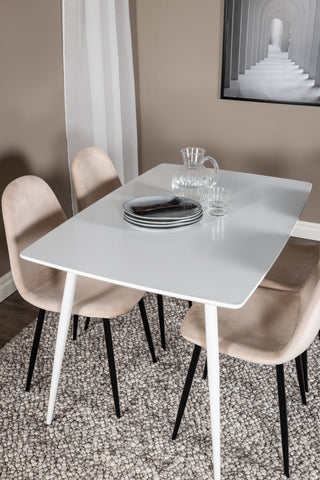 Polar Matbord 120 cm - Vit Vit+Polar Matstol- Svarta ben / Beige
