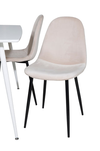 Polar Matbord 120 cm - Vit Vit+Polar Matstol- Svarta ben / Beige