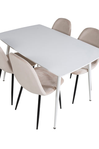 Polar Matbord 120 cm - Vit Vit+Polar Matstol- Svarta ben / Beige