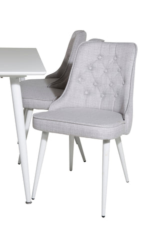Venture Home Polar Matbord 180 cm - Vit skiva / Vita Ben+Velvet Deluxe Matstol -