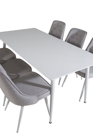 Venture Home Polar Matbord 180 cm - Vit skiva / Vita Ben+Velvet Deluxe Matstol -