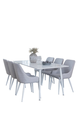 Venture Home Polar Matbord 180 cm - Vit skiva / White Legs+Plaza Matstol - Vit l