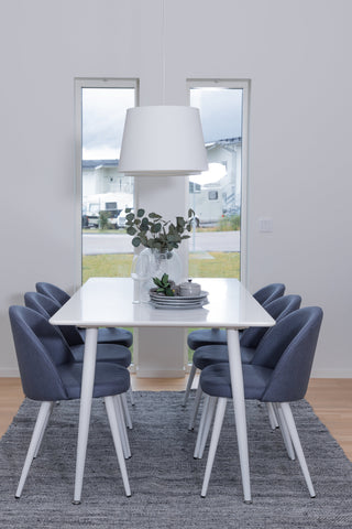 Venture Home Polar Matbord 180 cm - Vit skiva / Vita Ben+Velvet Dining Chiar - Vit