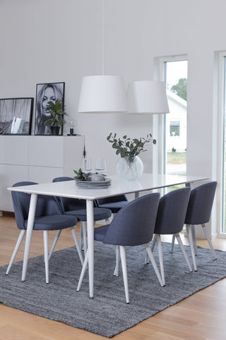 Venture Home Polar Matbord 180 cm - Vit skiva / Vita Ben+Velvet Dining Chiar - Vit