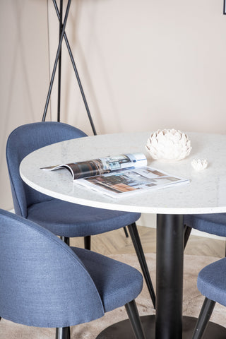 Razzia Matbord ø106cm - Vit / Svart+Velvet Dining Chiar - Svarta ben - B