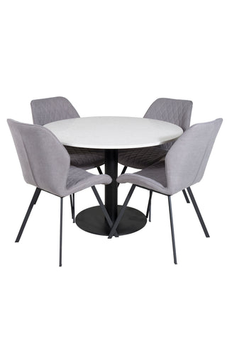 Razzia Matbord ø106cm - Vit / Svart+Gemma Matstol - Svarta Ben - G