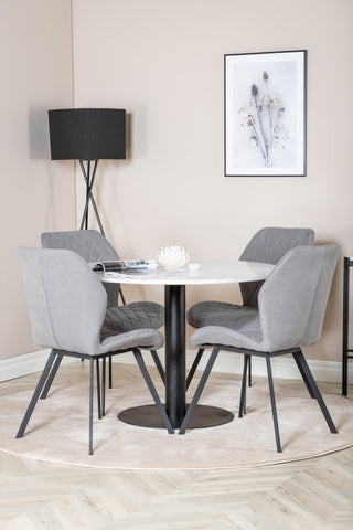 Razzia Matbord ø106cm - Vit / Svart+Gemma Matstol - Svarta Ben - G
