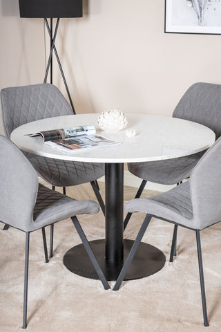 Razzia Matbord ø106cm - Vit / Svart+Gemma Matstol - Svarta Ben - G