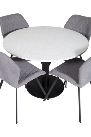 Razzia Matbord ø106cm - Vit / Svart+Gemma Matstol - Svarta Ben - G