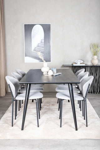 Venture Home Dipp Matbord - 180*90cm - Svart faner / helt svarta ben +Vault Dining Cha