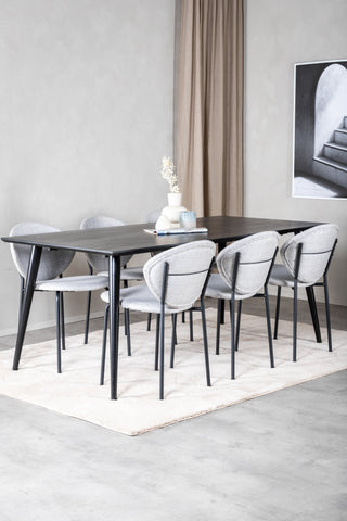 Venture Home Dipp Matbord - 180*90cm - Svart faner / helt svarta ben +Vault Dining Cha