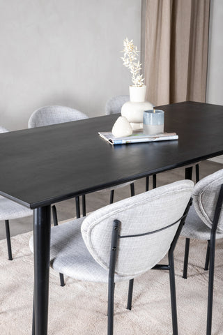 Venture Home Dipp Matbord - 180*90cm - Svart faner / helt svarta ben +Vault Dining Cha