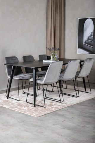 Venture Home Dipp Matbord - 180*90cm - Svart faner / helt svarta ben +Muce Dining Cha