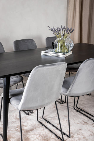Venture Home Dipp Matbord - 180*90cm - Svart faner / helt svarta ben +Muce Dining Cha