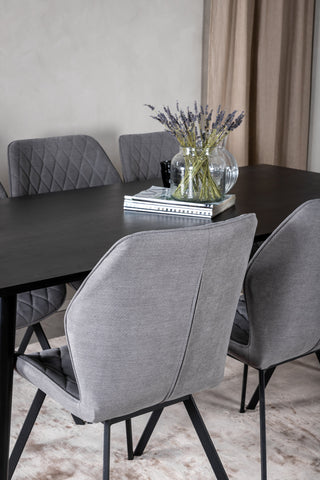 Venture Home Dipp Matbord - 180*90cm - Svart faner / helt svarta ben +Gemma Dining Ch