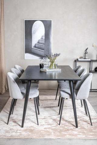 Venture Home Dipp Matbord - 180*90cm - Svart faner / helt svarta ben +Wrinkles Dining