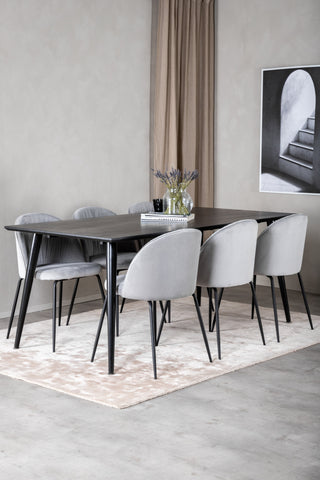 Venture Home Dipp Matbord - 180*90cm - Svart faner / helt svarta ben +Wrinkles Dining