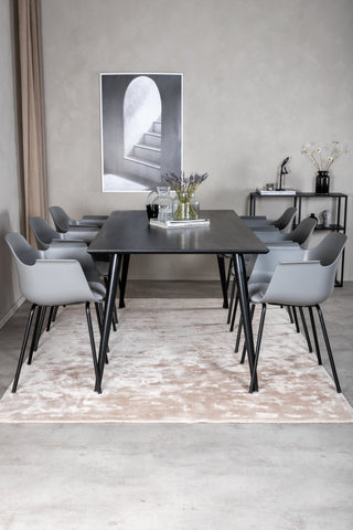 Venture Home Dipp Matbord - 180*90cm - Svart faner / helt svarta ben +Comfort Plast