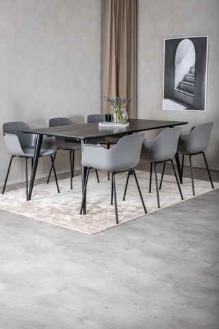 Venture Home Dipp Matbord - 180*90cm - Svart faner / helt svarta ben +Comfort Plast