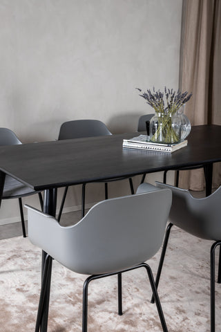 Venture Home Dipp Matbord - 180*90cm - Svart faner / helt svarta ben +Comfort Plast