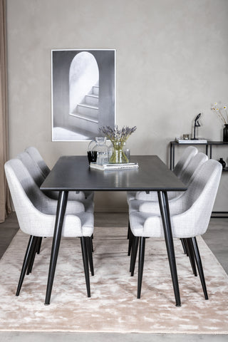 Venture Home Dipp Matbord - 180*90cm - Svart faner / helt svarta ben +Plaza Dining cha