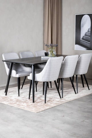Venture Home Dipp Matbord - 180*90cm - Svart faner / helt svarta ben +Plaza Dining cha