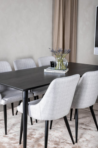 Venture Home Dipp Matbord - 180*90cm - Svart faner / helt svarta ben +Plaza Dining cha