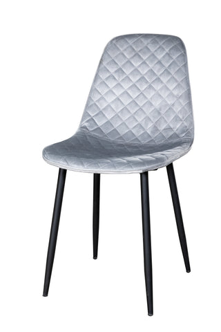 Venture Home Dipp Matbord - 180*90cm - Svart faner / helt svarta ben - Polar Diamond Matstol - Svarta ben - Grå sammet 6