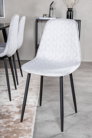 Venture Home Dipp Matbord - 180*90cm - Svart faner / helt svarta ben - Polar Diamond Matstol - Svarta ben - Grå tyg 6