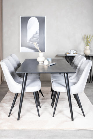 Venture Home Dipp Matbord - 180*90cm - Svart faner / helt svarta ben +Velvet Deluxe Di