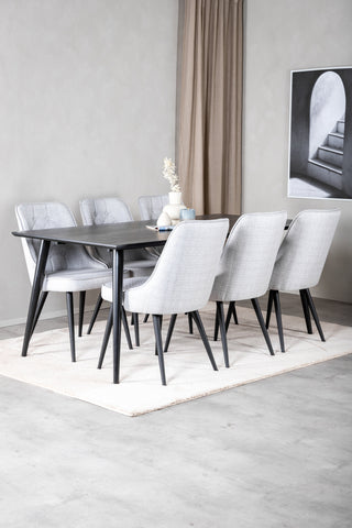 Venture Home Dipp Matbord - 180*90cm - Svart faner / helt svarta ben +Velvet Deluxe Di
