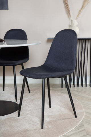 Venture Home Estelle Matbord runt 106cm Vit marmor / Svarta Ben - Polar Matstol - Svarta Ben - Svart Tyg 4