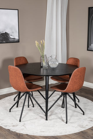Venture Home Dipp Matbord - 115cm - Svart faner / Helsvarta ben +Polar Matstol m