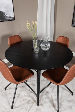 Venture Home Dipp Matbord - 115cm - Svart faner / Helsvarta ben +Polar Matstol m