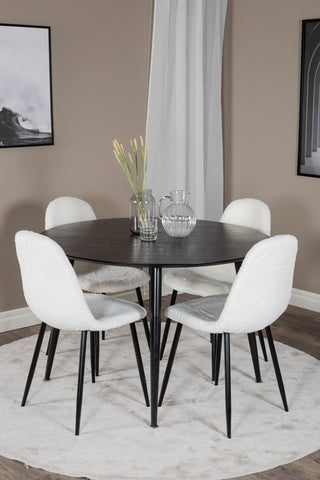 Venture Home Dipp Matbord - 115cm - Svart faner / Helsvarta ben +Polar Fluff Dining C