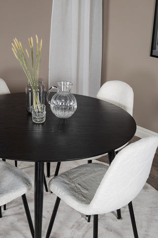 Venture Home Dipp Matbord - 115cm - Svart faner / Helsvarta ben +Polar Fluff Dining C