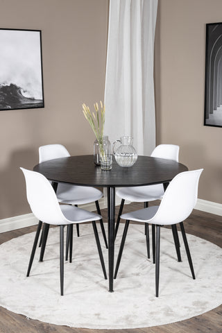 Venture Home Dipp Matbord - 115cm - Svart faner / Helsvarta ben + Polar Plastic Dining