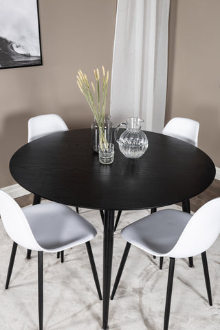 Venture Home Dipp Matbord - 115cm - Svart faner / Helsvarta ben + Polar Plastic Dining