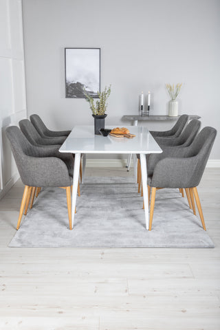 Venture Home Polar Matbord 180 cm - Vit skiva / Vita Ben +Comfort - Matstol - Ek/Mörkgrå _6