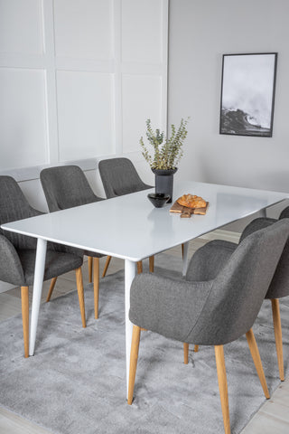 Venture Home Polar Matbord 180 cm - Vit skiva / Vita Ben +Comfort - Matstol - Ek/Mörkgrå _6