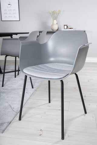 Venture Home Marina Matbord - Svart skiva / Svarta Ben - Matstol i komfort plast - Svarta ben - Grå plast 6